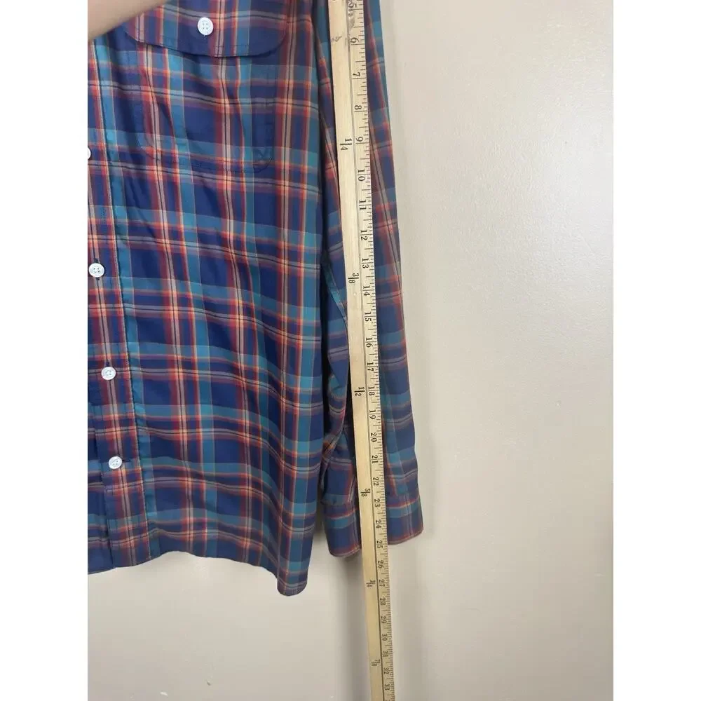 Duluth Trading Co Men’s L Green Orange Blue Free Swingin Untucked Standard Fit - Picture 12 of 13